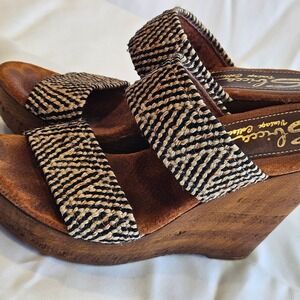 Sbicca Vintage Collection Tristan Tribal Print Jute Wedge Sandals